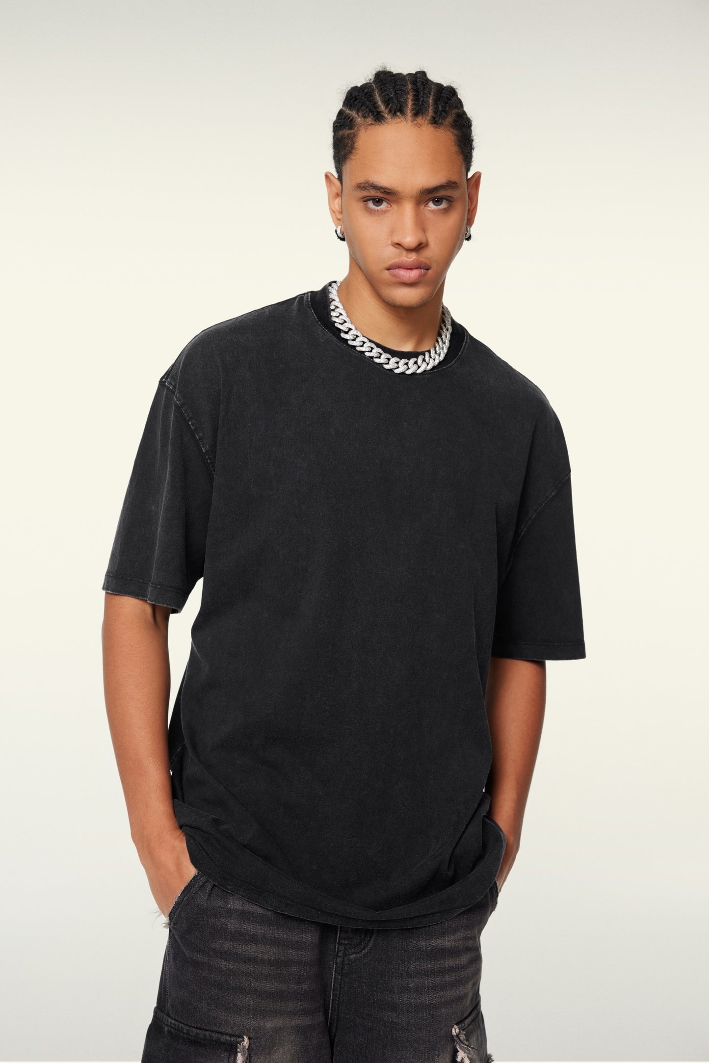 Custom 260GSM Washed Cotton Tee - Vintage Streetwear Oversized Unisex Crewneck T-Shirt for Teens