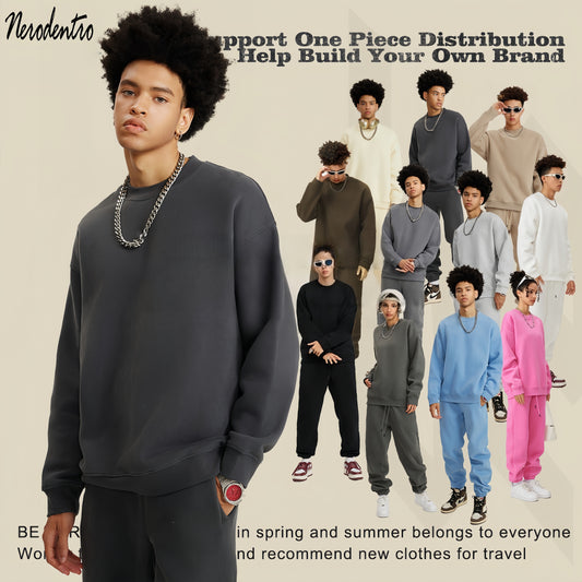 Custom 345GSM Winter Fleece Hoodie - Heavyweight Blank Pullover Sweatshirt, Oversized Unisex Crewneck Men's Sportswear with Brushed Interior