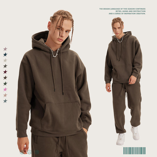 Custom 345 GSM Cropped French Terry Hoodie - Heavyweight Blank Streetwear Pullover, Oversized Unisex Short Top with Premium Fleece