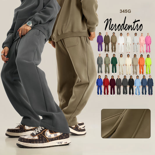 Custom 345GSM Fleece Joggers - Heavyweight Blank Streetwear Pants, Oversize Fit Brushed Insided Unisex Sweatpants with Pocket