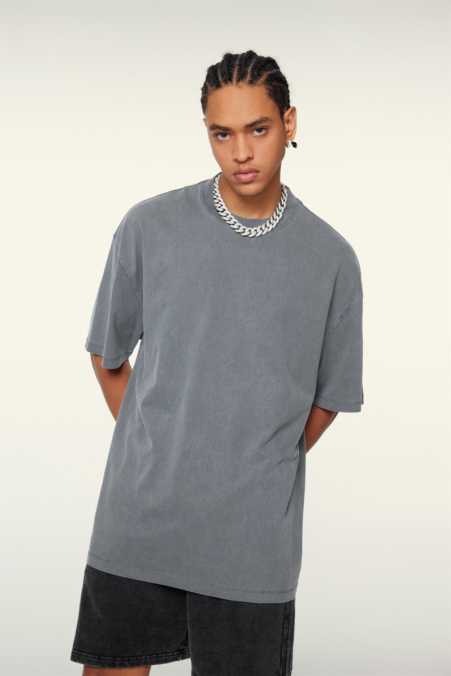 Custom 260GSM Washed Cotton Tee - Vintage Streetwear Oversized Unisex Crewneck T-Shirt for Teens