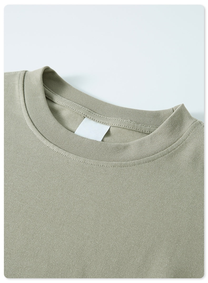 Unisex American Heavyweight Long Sleeve T-Shirt - 100% Cotton Relaxed Fit Couple's Tee, Minimalist Streetwear Essential