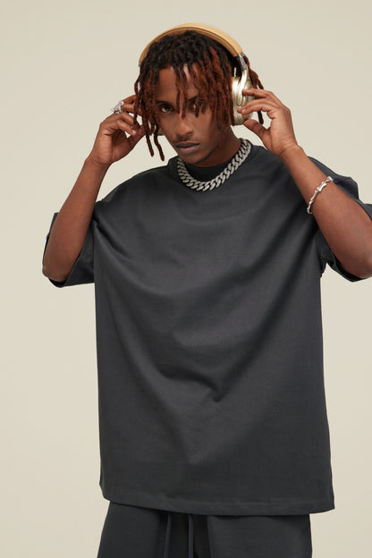 Custom 305 GSM 100% Cotton Men's T-Shirt - Heavyweight Blank Tee for Printing, Oversized Streetwear Style