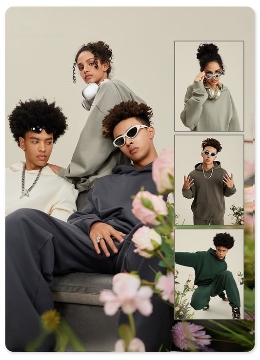2025 Heavyweight 445GSM French Terry Hoodie - American Streetwear Pullover, Oversized Unisex Crewneck Sweatshirt | Year-Round Essential
