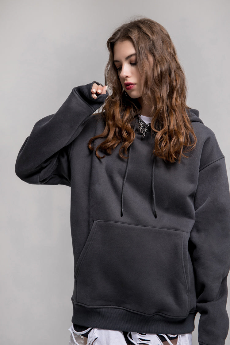 Custom 345 GSM Cropped French Terry Hoodie - Heavyweight Blank Streetwear Pullover, Oversized Unisex Short Top with Premium Fleece