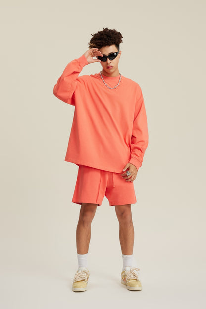 Unisex American Heavyweight Long Sleeve T-Shirt - 100% Cotton Relaxed Fit Couple's Tee, Minimalist Streetwear Essential