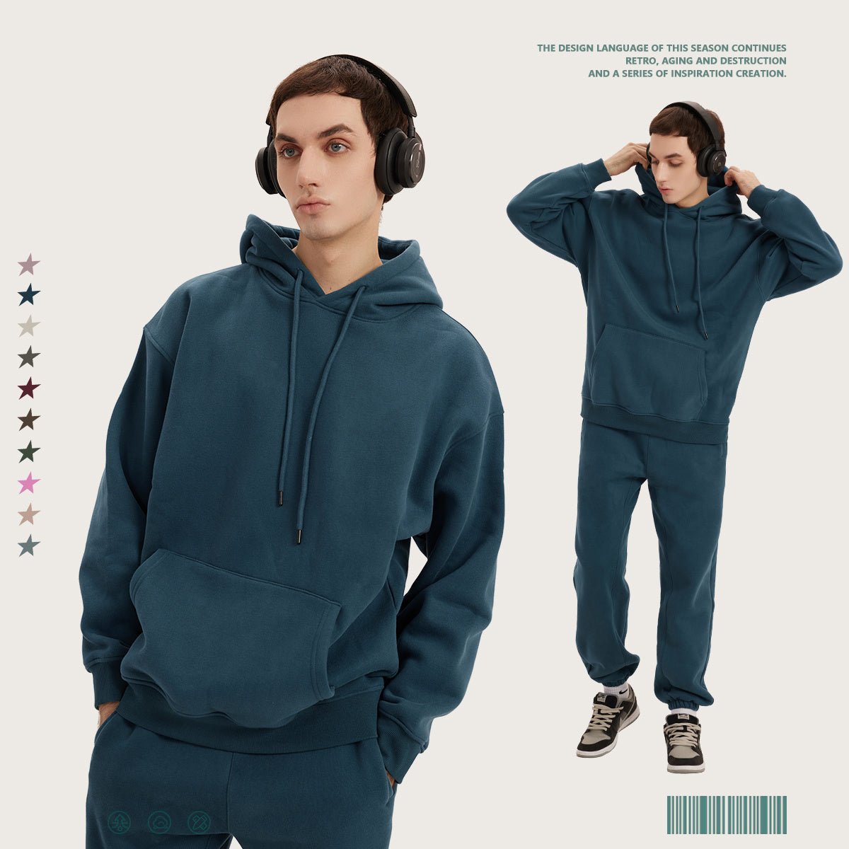 Custom 345 GSM Cropped French Terry Hoodie - Heavyweight Blank Streetwear Pullover, Oversized Unisex Short Top with Premium Fleece