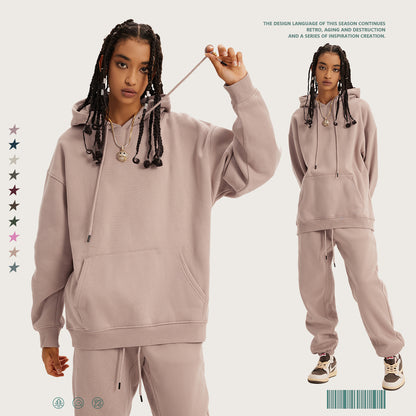 Custom 345 GSM Cropped French Terry Hoodie - Heavyweight Blank Streetwear Pullover, Oversized Unisex Short Top with Premium Fleece
