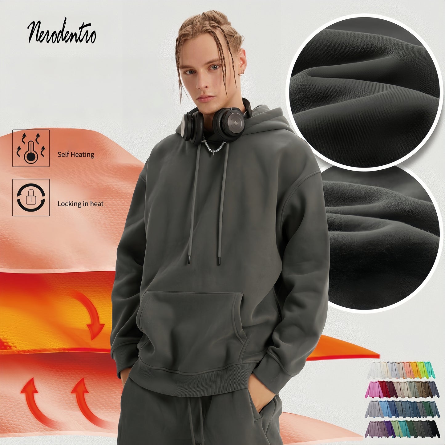 Custom 345 GSM Cropped French Terry Hoodie - Heavyweight Blank Streetwear Pullover, Oversized Unisex Short Top with Premium Fleece