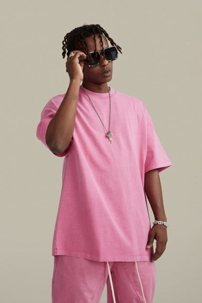 Custom 260GSM Washed Cotton Tee - Vintage Streetwear Oversized Unisex Crewneck T-Shirt for Teens