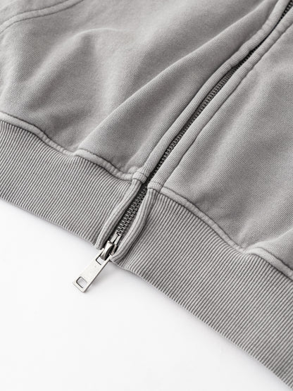 Custom 370 GSM 100% Cotton Heavyweight Hoodie - Cropped Oversized Zip Up Men's Pullover with Panel Design Streetwear Jacket