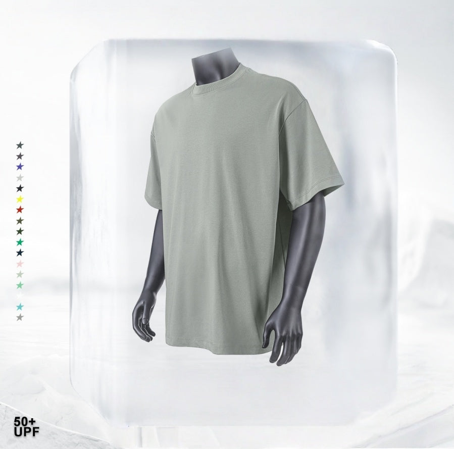 Summer Cooling & UV Protection T-Shirt - Relaxed Fit Unisex Teen Streetwear, Antibacterial Crewneck Tee with Ice Silk Feeling