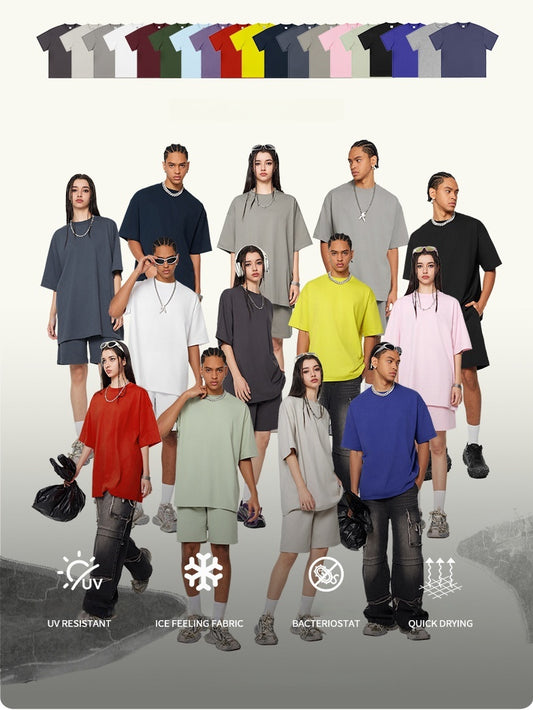 Cooling & Quick-Dry Antibacterial UV Protection T-Shirt - Sorona Fabric Blank Tee, Relaxed Fit Unisex Oversized Crewneck Streetwear Top