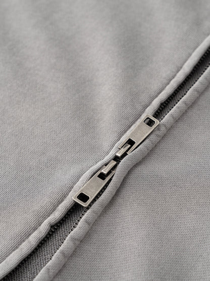 Custom 370 GSM 100% Cotton Heavyweight Hoodie - Cropped Oversized Zip Up Men's Pullover with Panel Design Streetwear Jacket