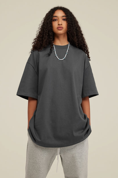 Heavyweight 425GSM Oversized Dropped Shoulder T-Shirt - 100% Cotton Teen Boys Summer Streetwear Unisex Essential Basic Tee