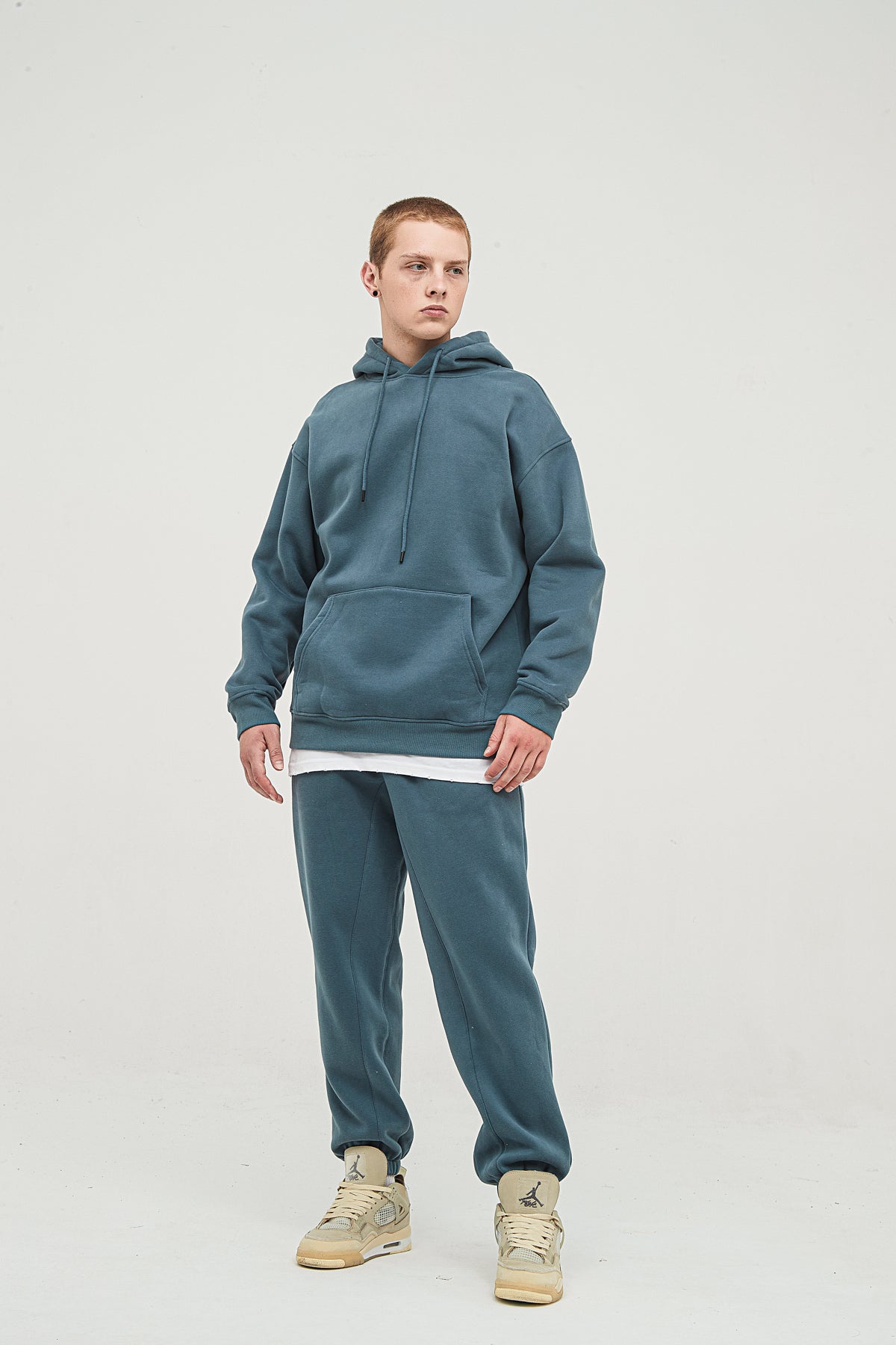 Custom 345 GSM Cropped French Terry Hoodie - Heavyweight Blank Streetwear Pullover, Oversized Unisex Short Top with Premium Fleece