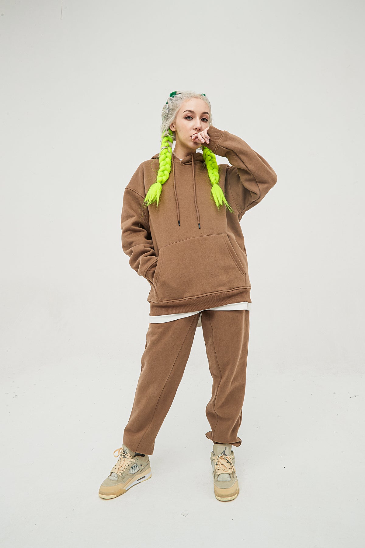 Custom 345 GSM Cropped French Terry Hoodie - Heavyweight Blank Streetwear Pullover, Oversized Unisex Short Top with Premium Fleece