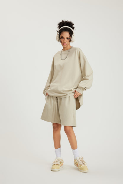 Unisex American Heavyweight Long Sleeve T-Shirt - 100% Cotton Relaxed Fit Couple's Tee, Minimalist Streetwear Essential