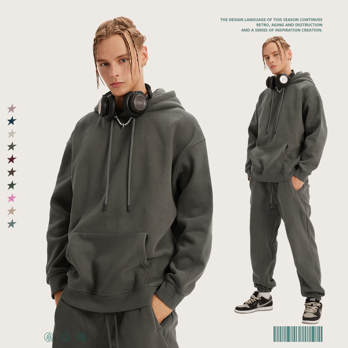 Custom 345 GSM Cropped French Terry Hoodie - Heavyweight Blank Streetwear Pullover, Oversized Unisex Short Top with Premium Fleece