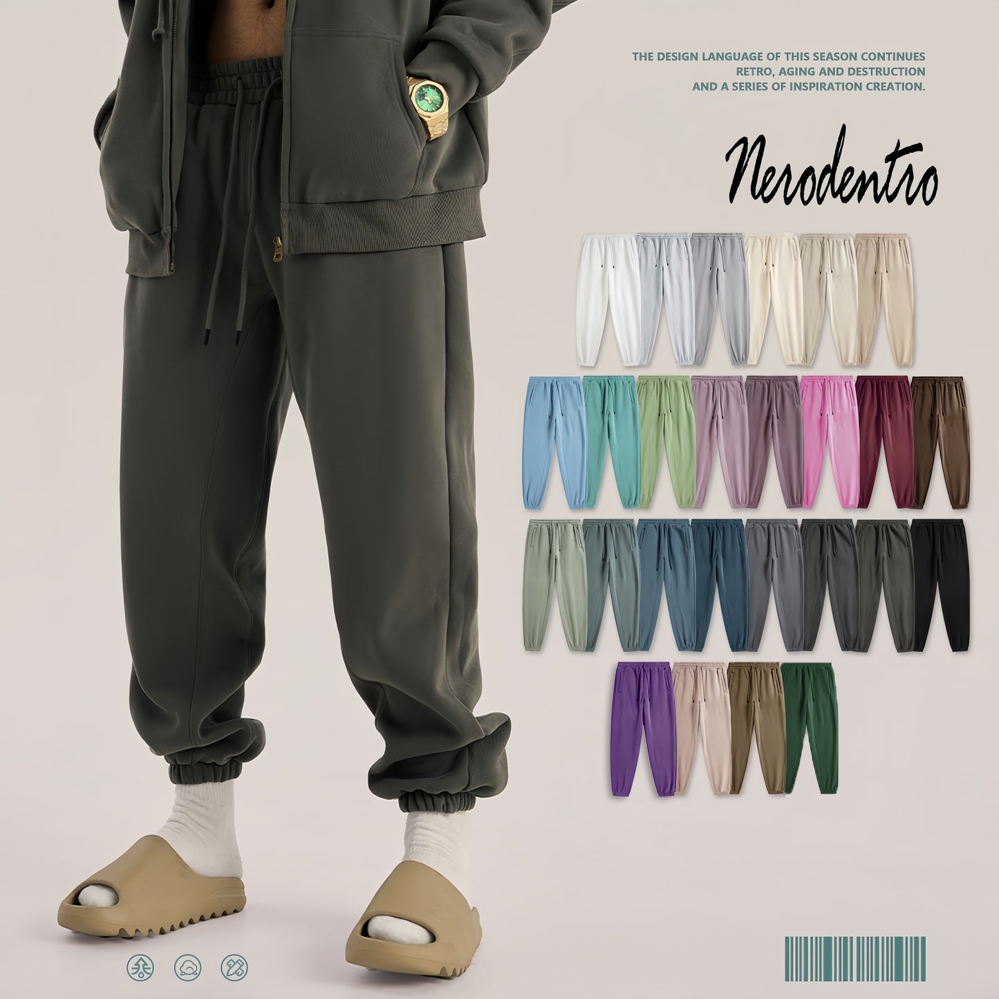 Custom 345 GSM French Terry Joggers - Heavyweight Blank Streetwear Pants, Oversized Unisex Sweatpants with Print Ready Design