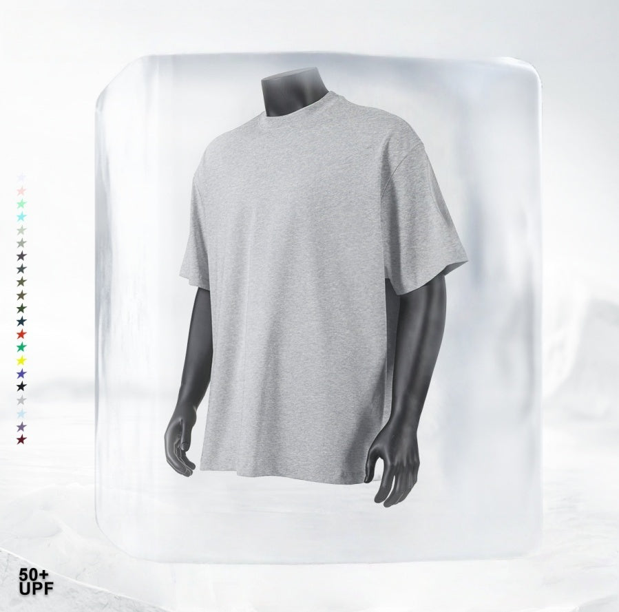 Summer Cooling & UV Protection T-Shirt - Relaxed Fit Unisex Teen Streetwear, Antibacterial Crewneck Tee with Ice Silk Feeling