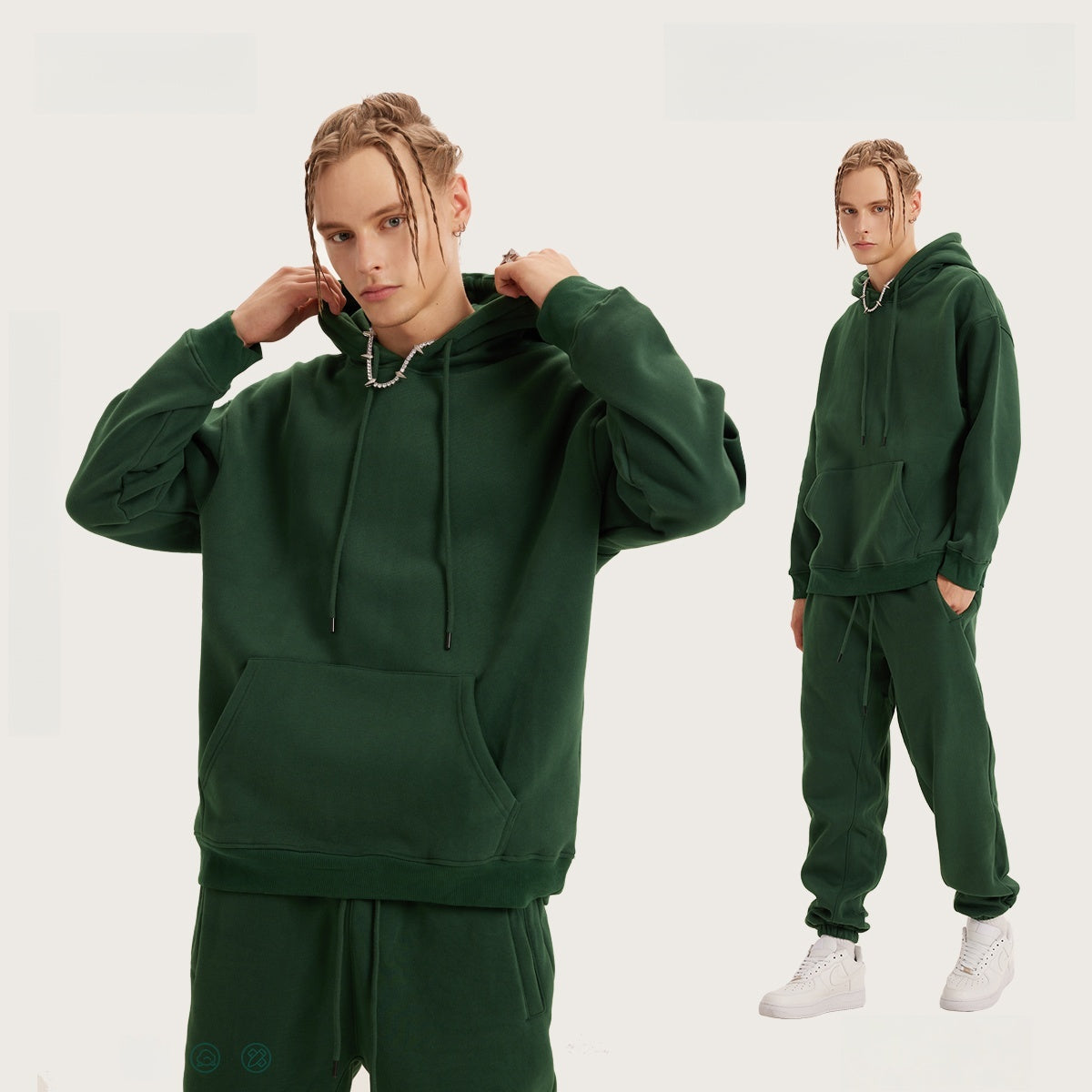 Custom 345 GSM Cropped French Terry Hoodie - Heavyweight Blank Streetwear Pullover, Oversized Unisex Short Top with Premium Fleece
